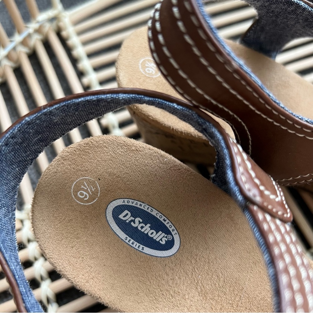 Dr Scholl’s Brown Wedge Sandals Sz 9.5 - Picture 6 of 10